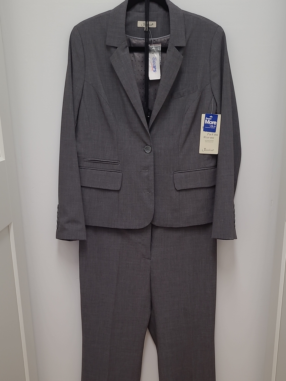 NWT Jessica Women's Gray Two-Piece Suit Jacket and Pants